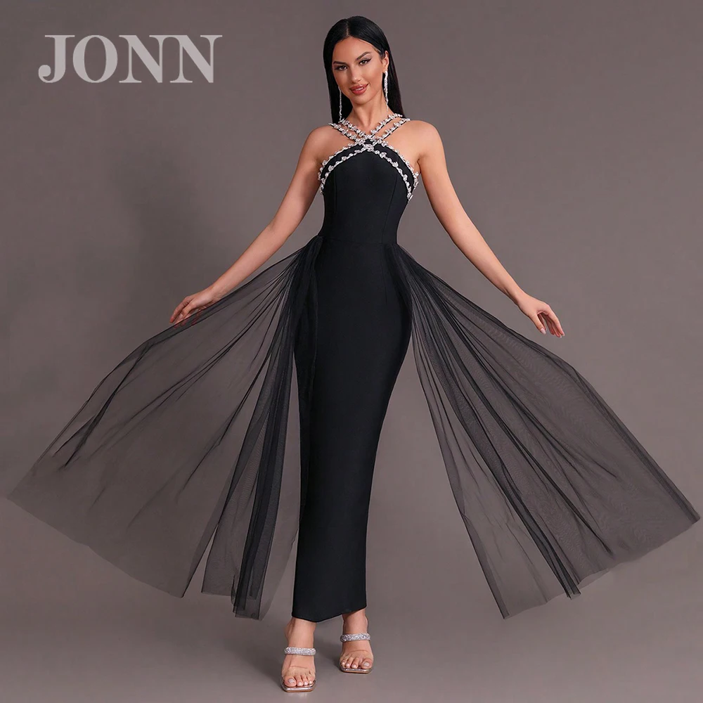 

JONN 2024 New Summer Women Luxury Diamond Design Sleeveless Tight Long Bandage Dress Elegant Celebrity Party Dress High Quality