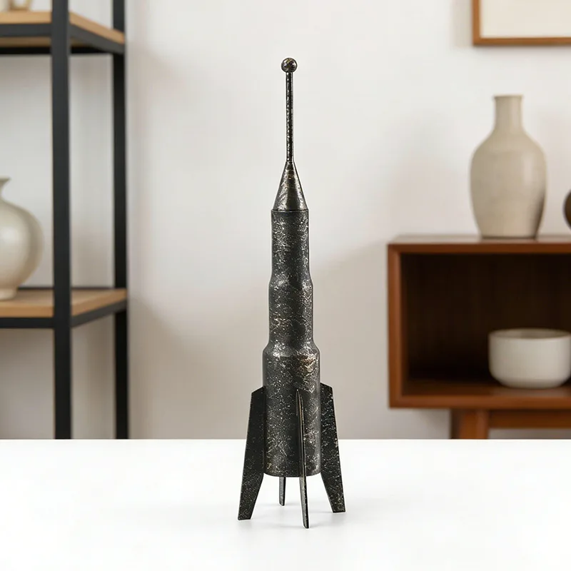 Retro old metal rocket ornament children's model room starry sky space technology theme bedroom study decoration