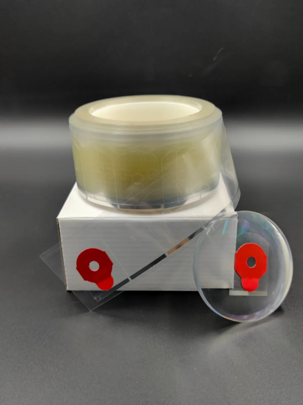 Lens processing, transparent anti-skid sticker, anti-center axis running shaft, super water film to strengthen stickiness