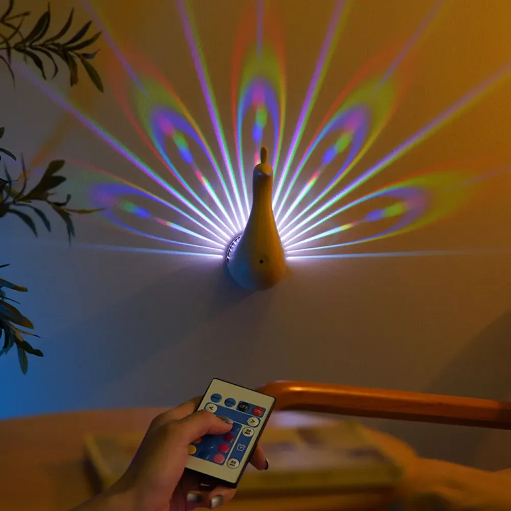 Peacocks Wall Lamp Colorful ambient lighting Modern Creative Atmosphere Sconce Light 3D Body Animal Lighting Lustre for Bedroom