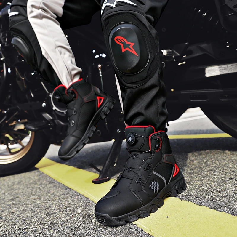 Professional Men's Motorcycle Boots Off-Road Racing Shoes Street Motorcycle Equipment Ultra-Fine Fiber Leather Boat view 6