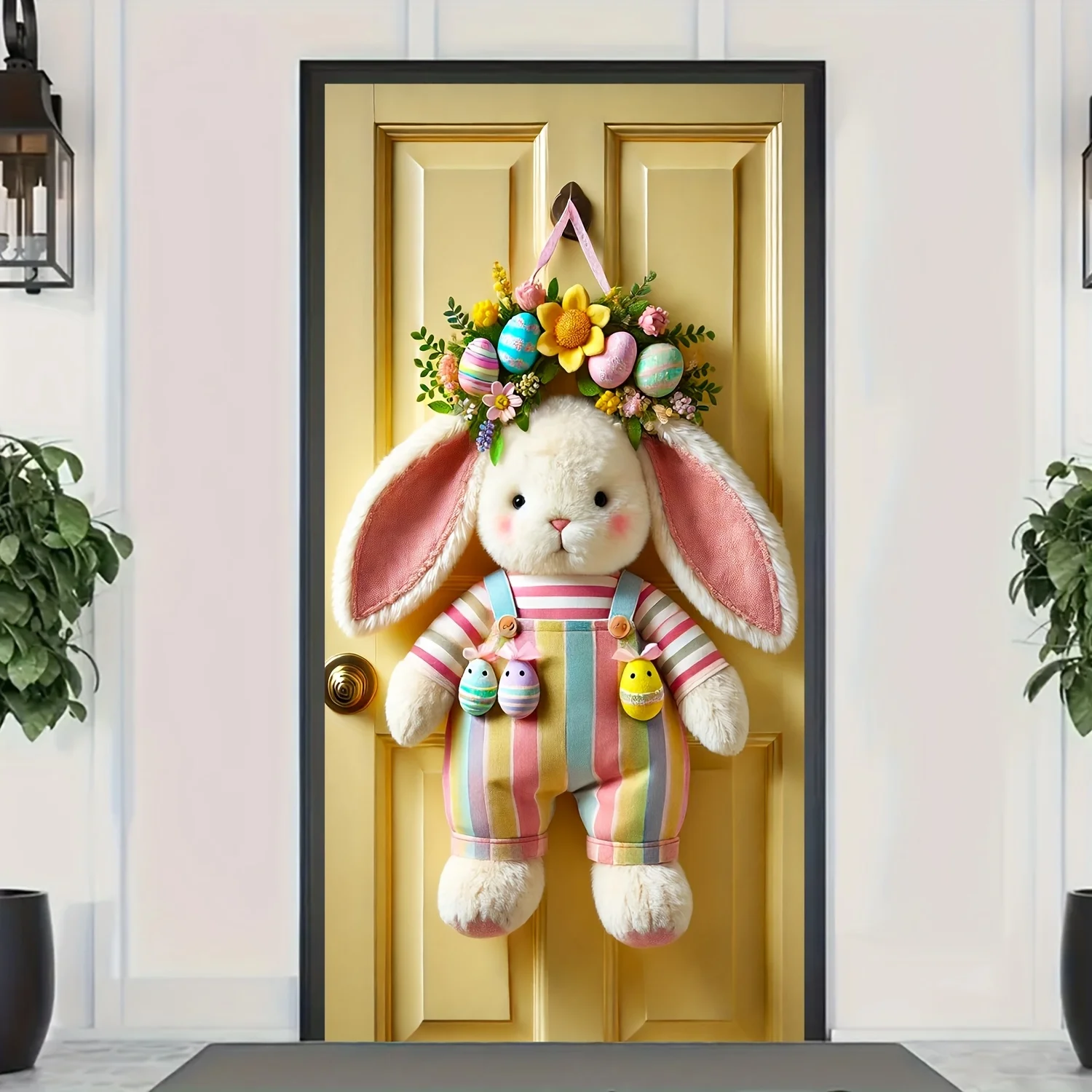 Easter Bunny & Egg Wreath Door Cover - 35.4