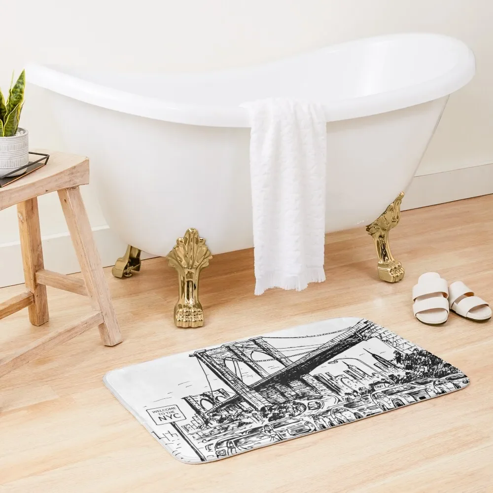 

New York Under The Bridge Bath Mat Non-Slip Bathroom Carpets For The Bathroom Mat