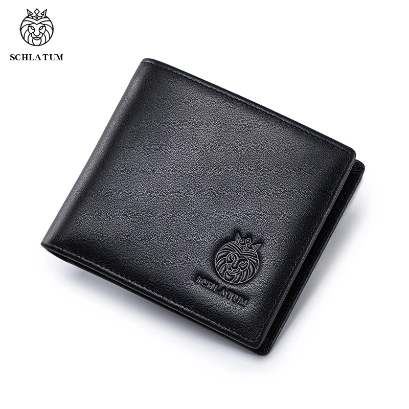

SCHLATUM Men Vintage Genuine Leather RFID Wallet Slim Portable Large Capacity Daily Wallet