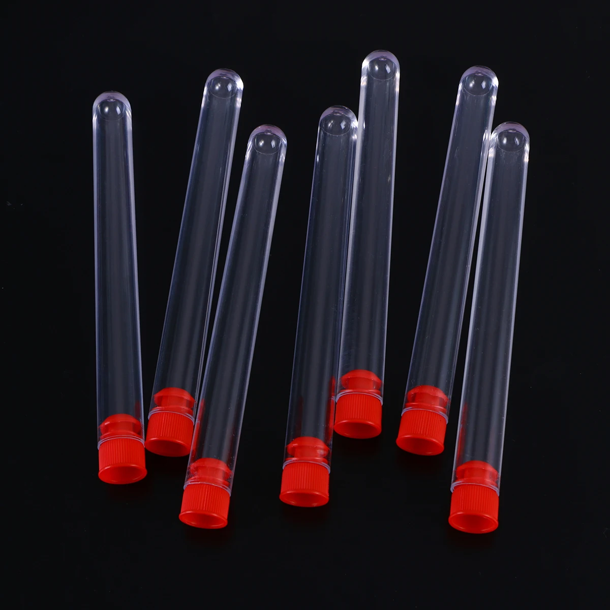 10 قطعة أنابيب اختبار البلاستيك الشفاف 15x150 مللي متر دائم الحيوانات الأليفة مانعة للتسرب قبعات المسمار لعينات السائل التجارب الكيميائية الحلوى