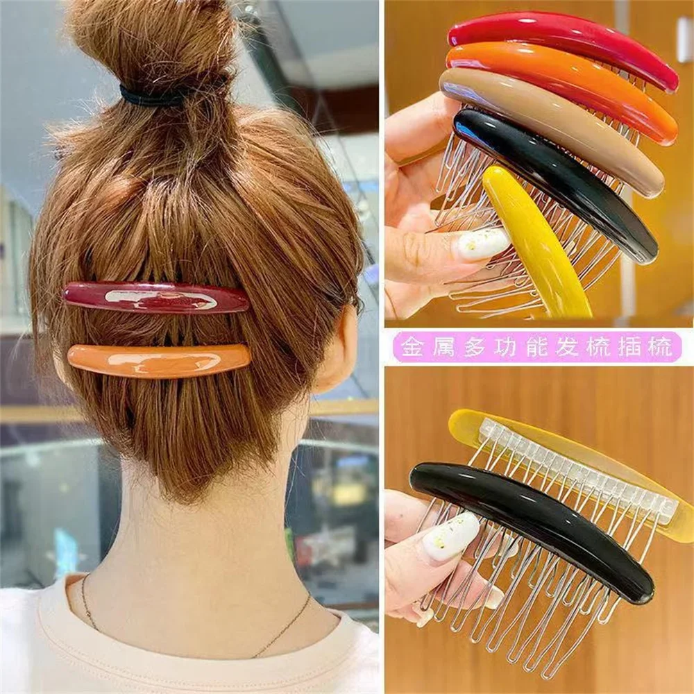 Solid Color Women Banana Comb Clip Women Lazy Hair Comb Vintage Korean Hair Accessories New Arrival Comb Clip Hair Accessories