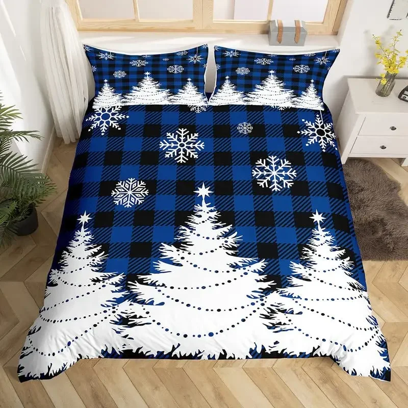 Winter Duvet Cover Set, Various Different Snowflakes, Decor 3 Piece Bedding Set with 2 Pillow Shams, Full King Queen Twin Size