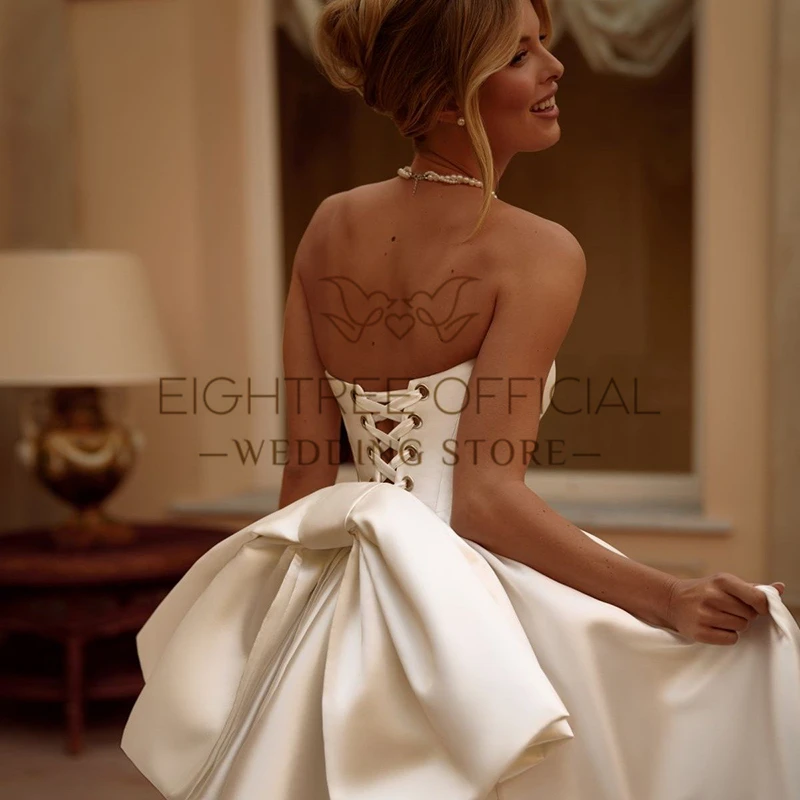 Eightree 2025 Formal A-Line Wedding Dresses Boho Strapless Corset Back Bridal Dress Princess White Wedding Prom Gowns Customized image 4