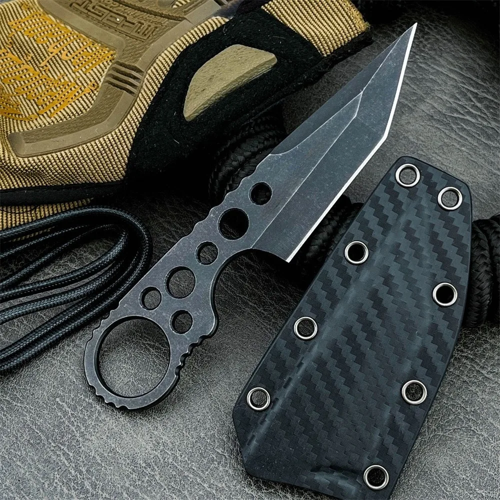 High-quality Short Straight Knife 440C Fixed Blade Full Tang Construction with Sheath EDC Outdoor Camping Hiking Essential Tool