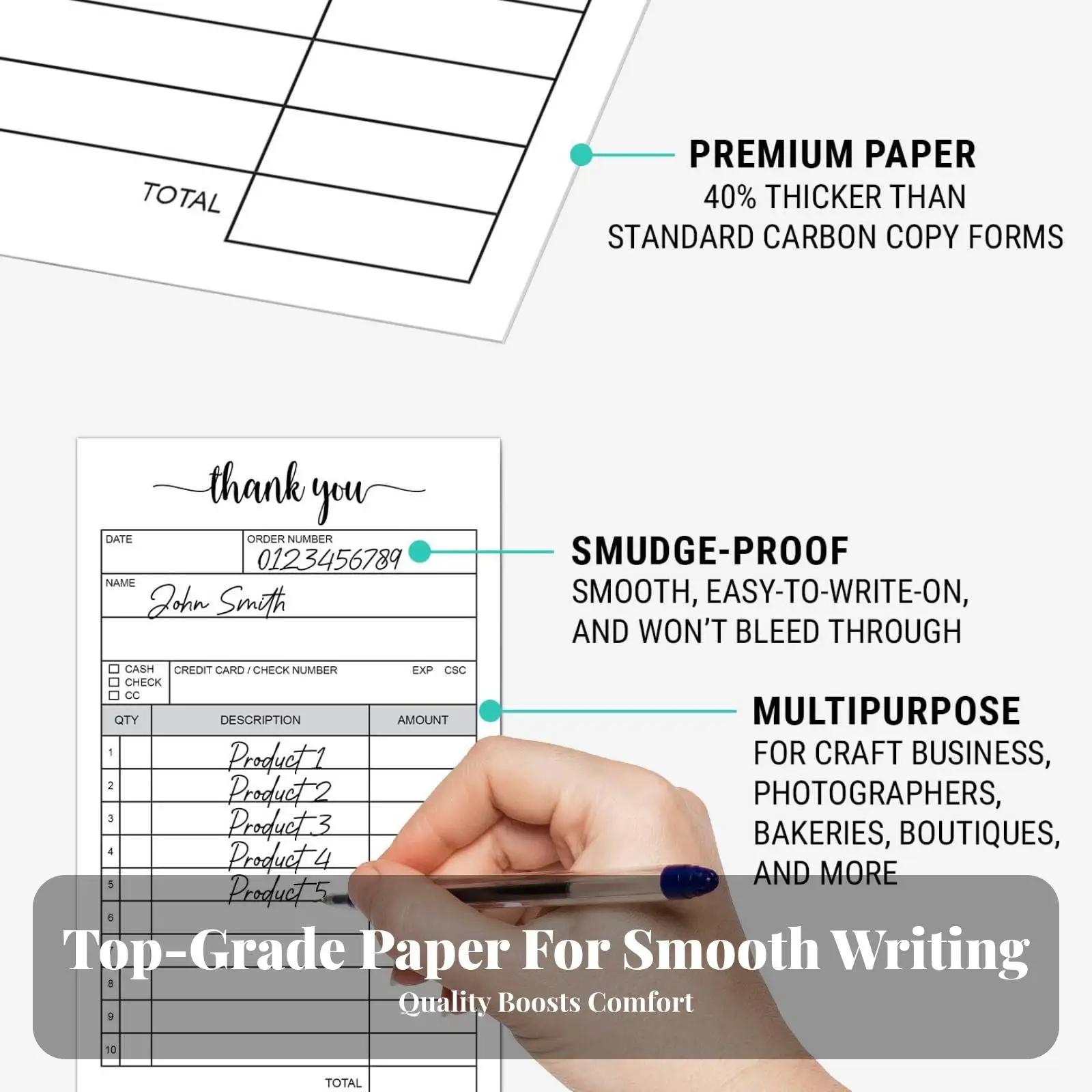 Carbonless Duplicate Form Carbon Copy Two Part Receipt Pad Account Record Book for Store Daily Use