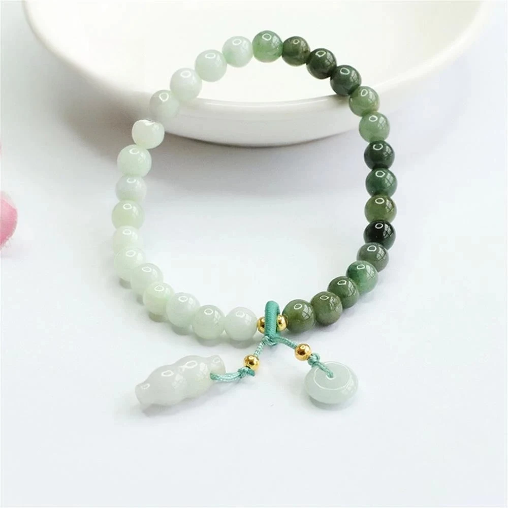 

Natural A-goods Jadeite Gradient Peace Buckle Jade Bracelet Exquisite Elegant Simple High-grade Luxury Quality Fashion Jewelry