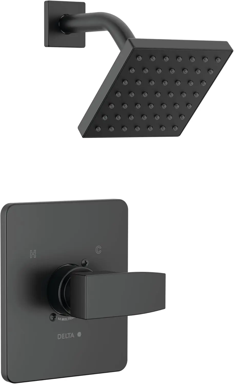 

Modern Matte Black Shower Faucet Set with Head, Handle, and Trim Kit - Valve Not Included