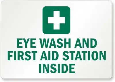 Eye Wash and First Aid Station Inside, Adhesive Signs and Labels, Metal Sign, 8