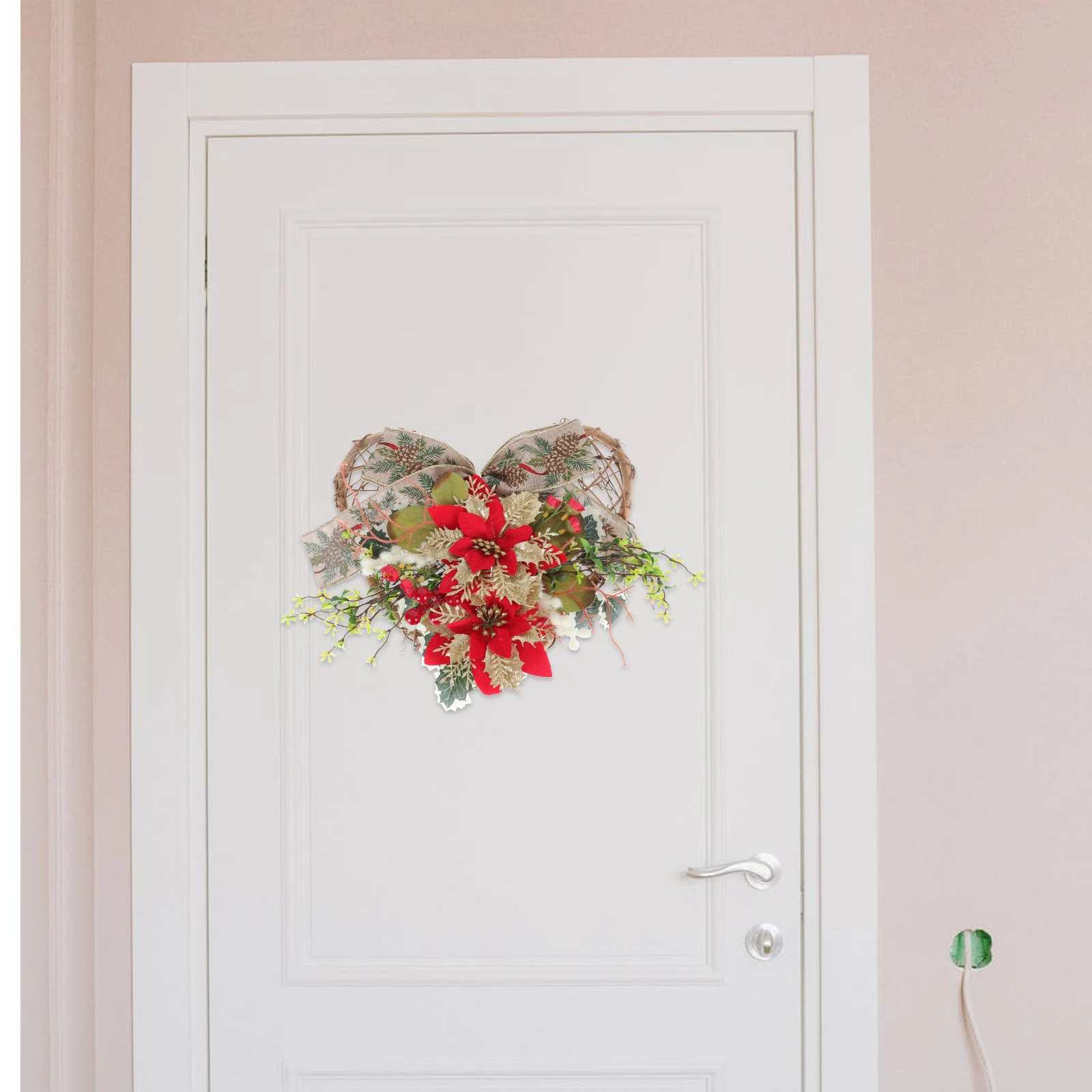 

Christmas Wreath Heart Shaped Artificial Plant Pendant Festive Hanging Decor Xmas Door Wreath Holiday Wall nament