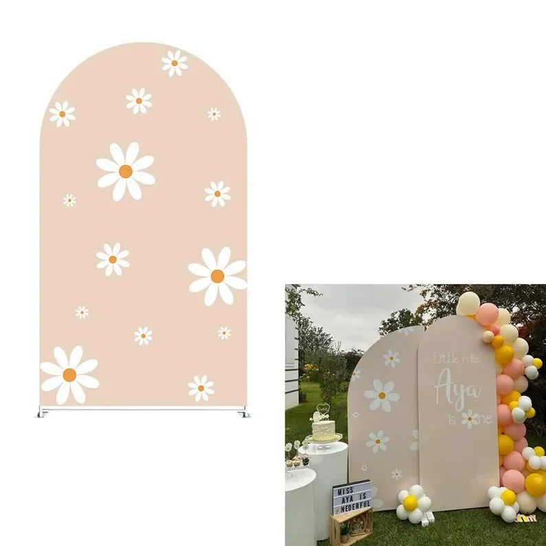 Фон Mehofond с цветком ромашки и аркой, крутой цветочный фиолетовый, синий, бежевый, розовый, детский декор для дня рождения, фон для детского душа, фиеста