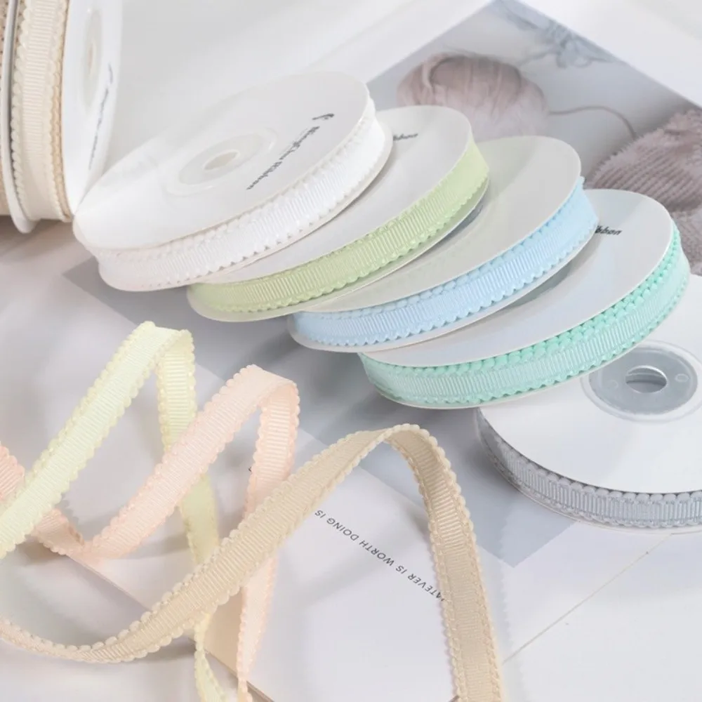 DIY Craft Satin Ribbon Bubble Edge Solid Color Decorative Ribbon Easy to Cut Double Face Wavy Edge Ribbon Flower Bouquet Packing