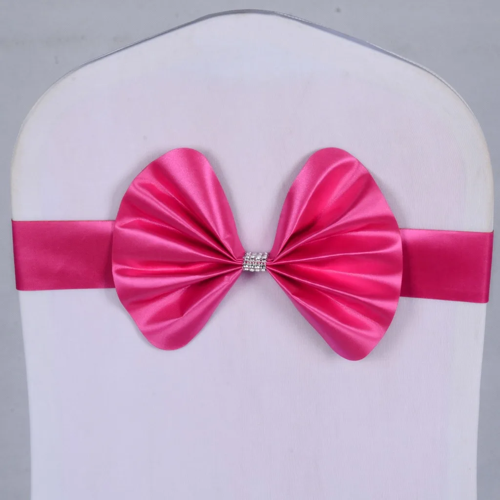 Wedding Chair Knot Chair Bow Sashes Wear-Resistant Party Chair Decoration Rhinestone Buckle Chair Band Luxury For Banquet Hotel