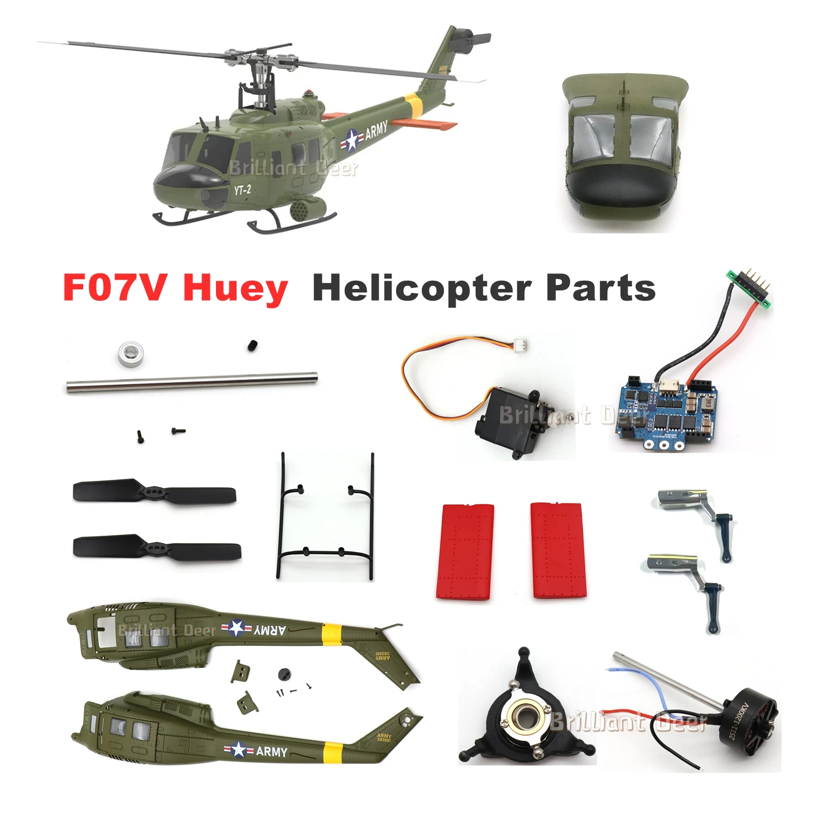 Original Spare Parts for YuXiang F07V Huey Stabilized RC Helicopter Main Blade Grip Roter Head Body
