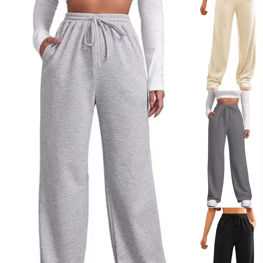 

Casual Straight Leg Sweatpants Women Custom High Quality Solid Color Trousers Loose Fit Pant
