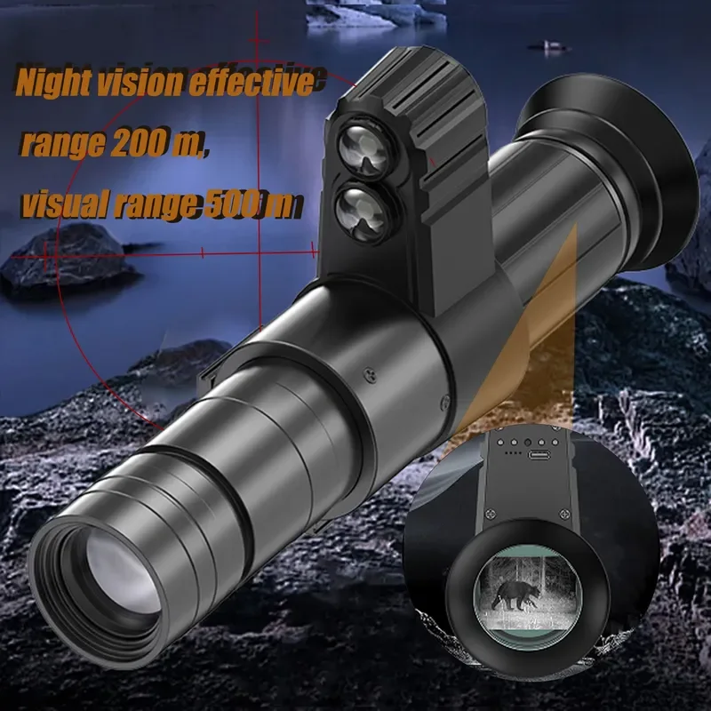 High-Definition Cross-Bar Thermal Night Vision Binoculars 7X Magnification 800m Range Day/Night Video Recording