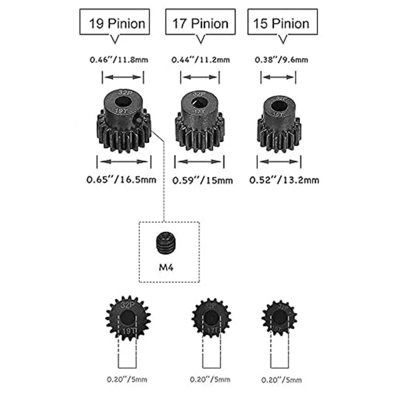 Metal 6878 Complete Slipper Clutch with 15/17/19T Pinion Gear for 1/10 Traxxas Slash Stampede Rustler 4x4 VXL Upgrade Parts