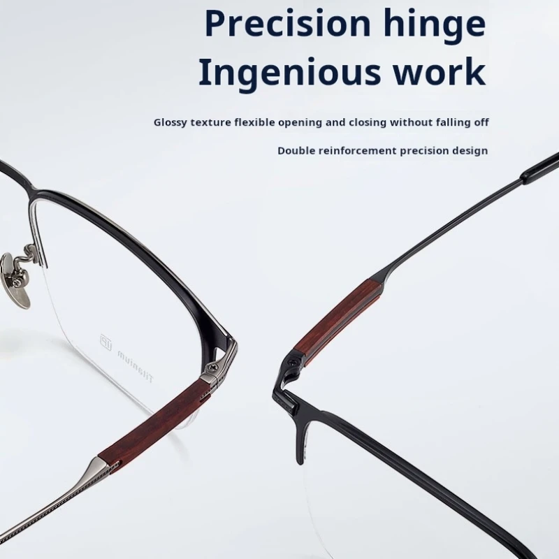 YIMARUILI High Quality Men's Half Frame Pure Titanium Glasses Ultralight Business Optical Prescription Eyeglasses Frame 18231 - Image 5