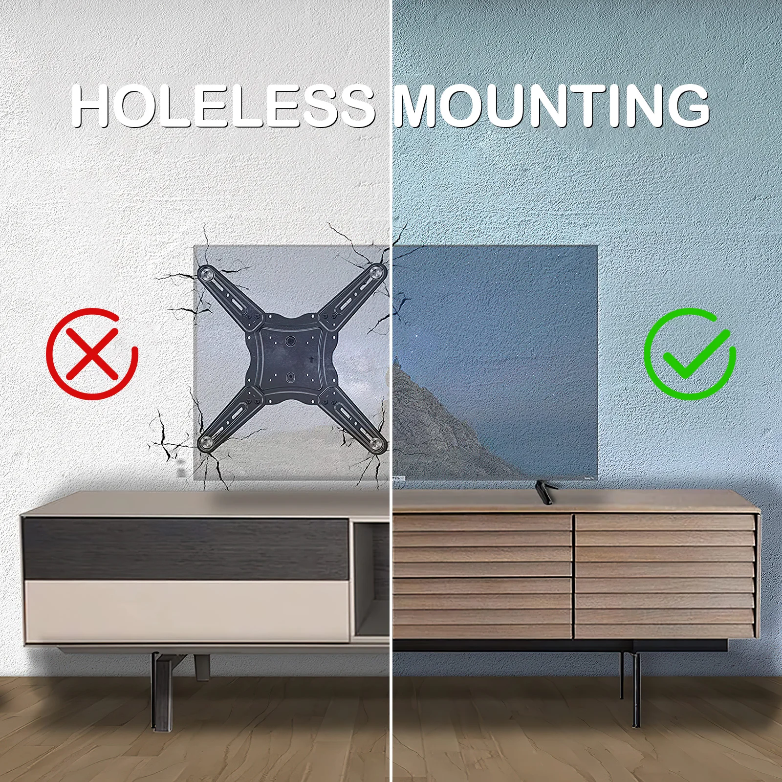 

2Pcs Stand Mount 32-55 Inch Tvs Reliable Sturdy Bracket Easy Install Non-Slip Base Television Mount