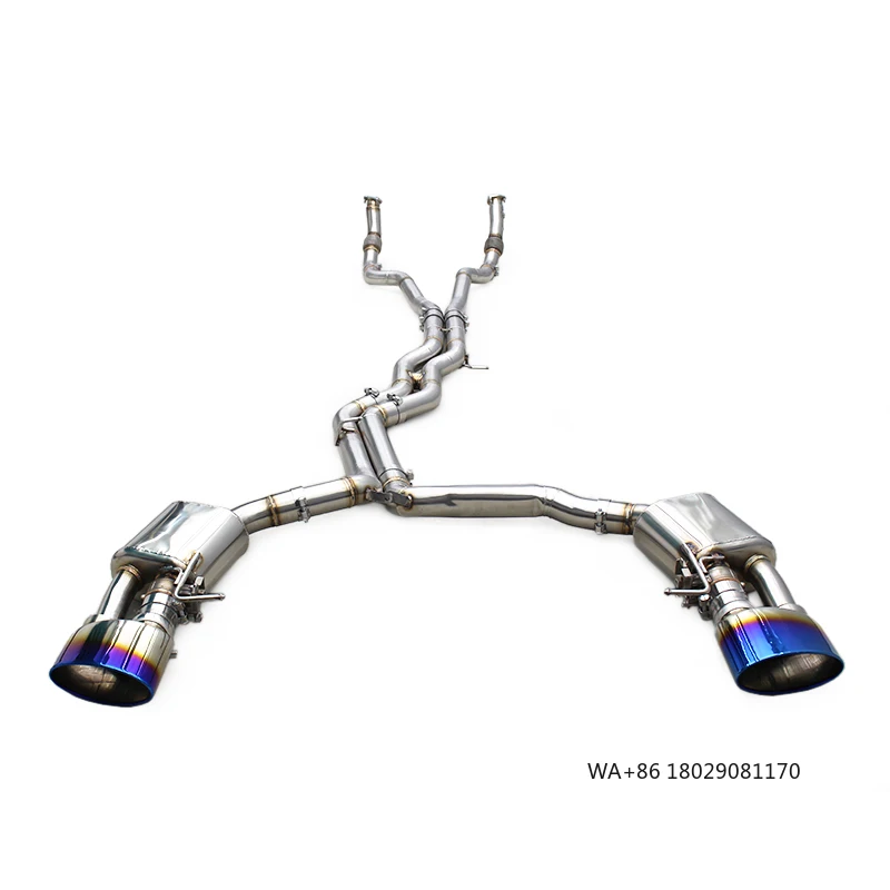 Stainless Steel Exhaust Pipe System   for  RS6/RS7 C8 4.0T 2019-2023  Muffler Catback Valvetronic Burnt Blue Tips