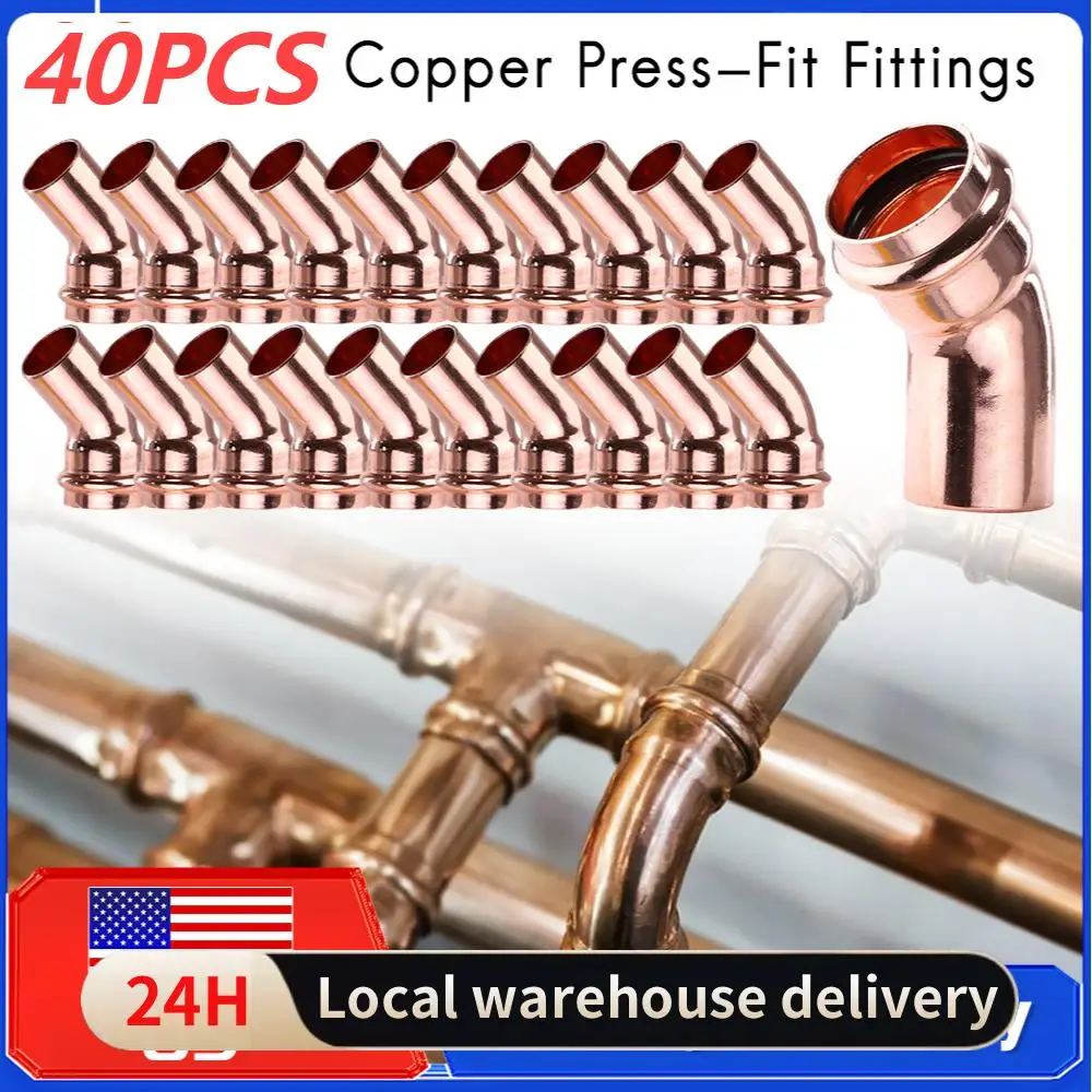  40PCS 45-Degree Street Elbow Leakproof Copper Tubing Fittings Equal Diameter Welding Connector for Home Commercial Plumbing ﻿