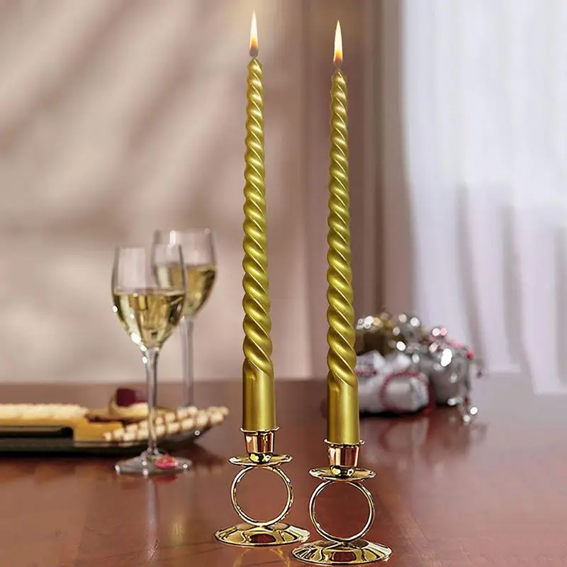 

D8KF 12 Pcs Handmade Taper Candles Decorative Odorless Variety Color Gift Durable