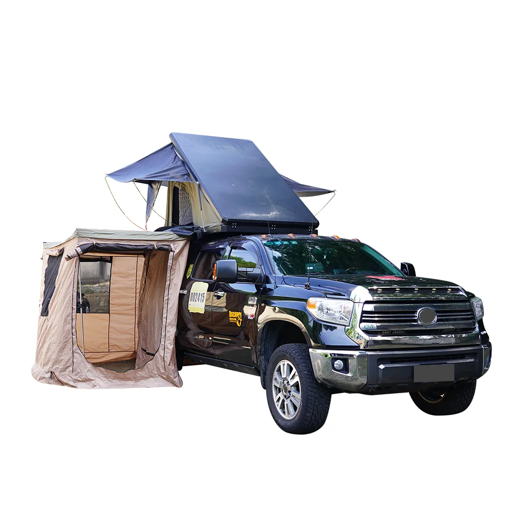 Car Folding Side Awning Tent Room Retractable Aluminum Pole Van Pickup Vehicle Sun Shade Canopy Outdoor