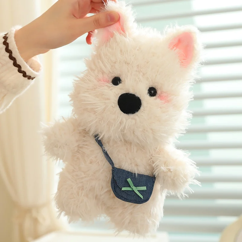 Lindo dibujo animado West Highland White Terrier perro de peluche de juguete Kawaii West Highland Terrier Plushie para niños regalo de cumpleaños