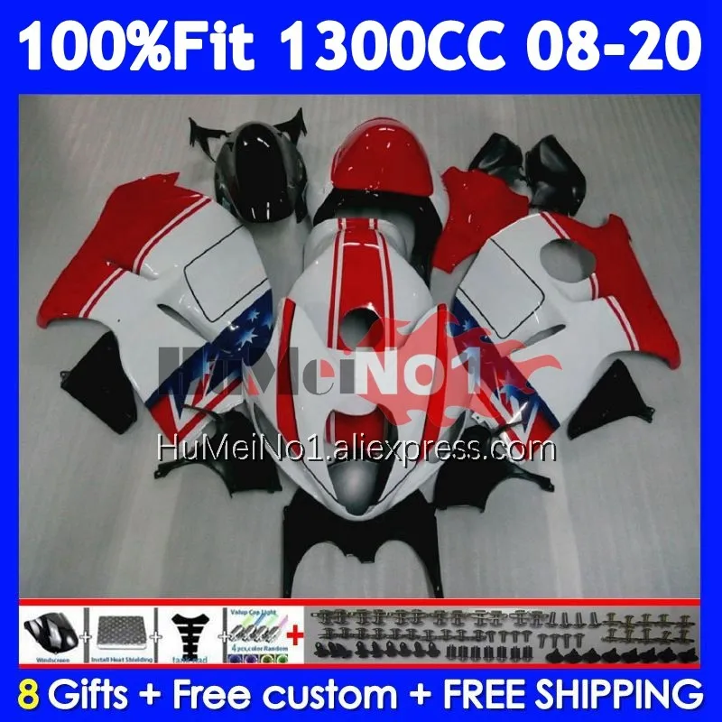 Fairing For SUZUKI Hayabusa GSXR-1300 White red GSXR 1300 128No.227 GSXR1300 08 09 10 11 12 13 14 2015 2016 2017 2018 2019 2020