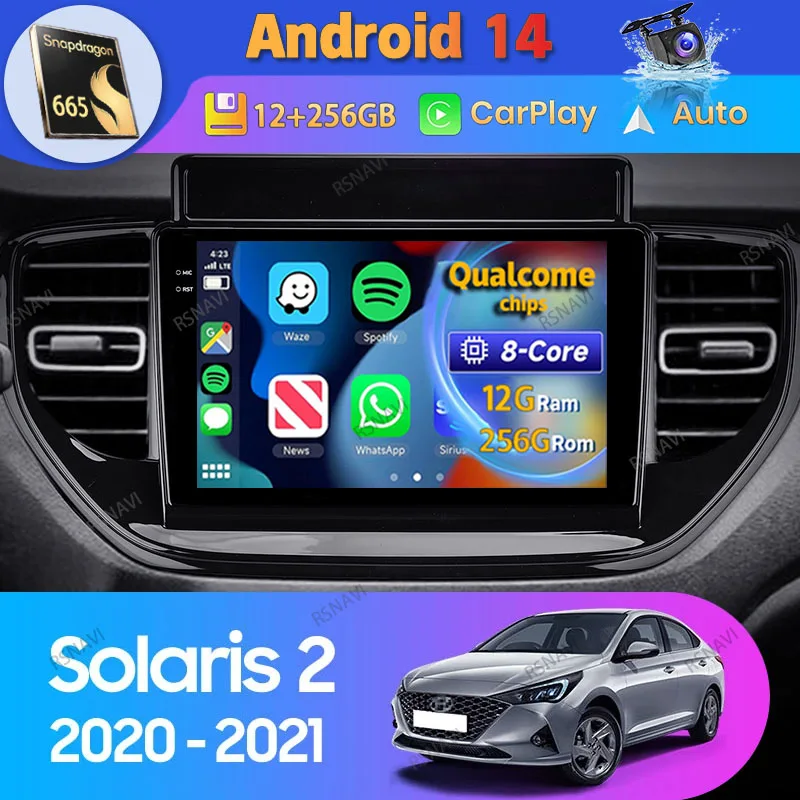 Android 14 Car Radio For Hyundai Solaris 2 II 2020 2021 Carplay Auto Multimedia DSP Video WIFI+4G 2 Din Navigation Stereo Player