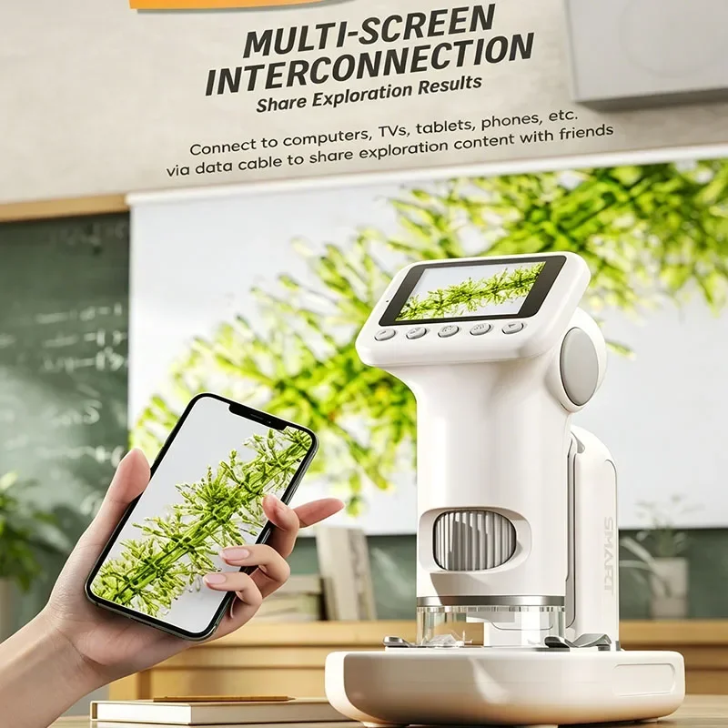 P02 1600X Handheld Microscope 2-inch Screen Children's Magnifier Lens Mini Portable Electron Microscope Supports Photos & Videos view 4