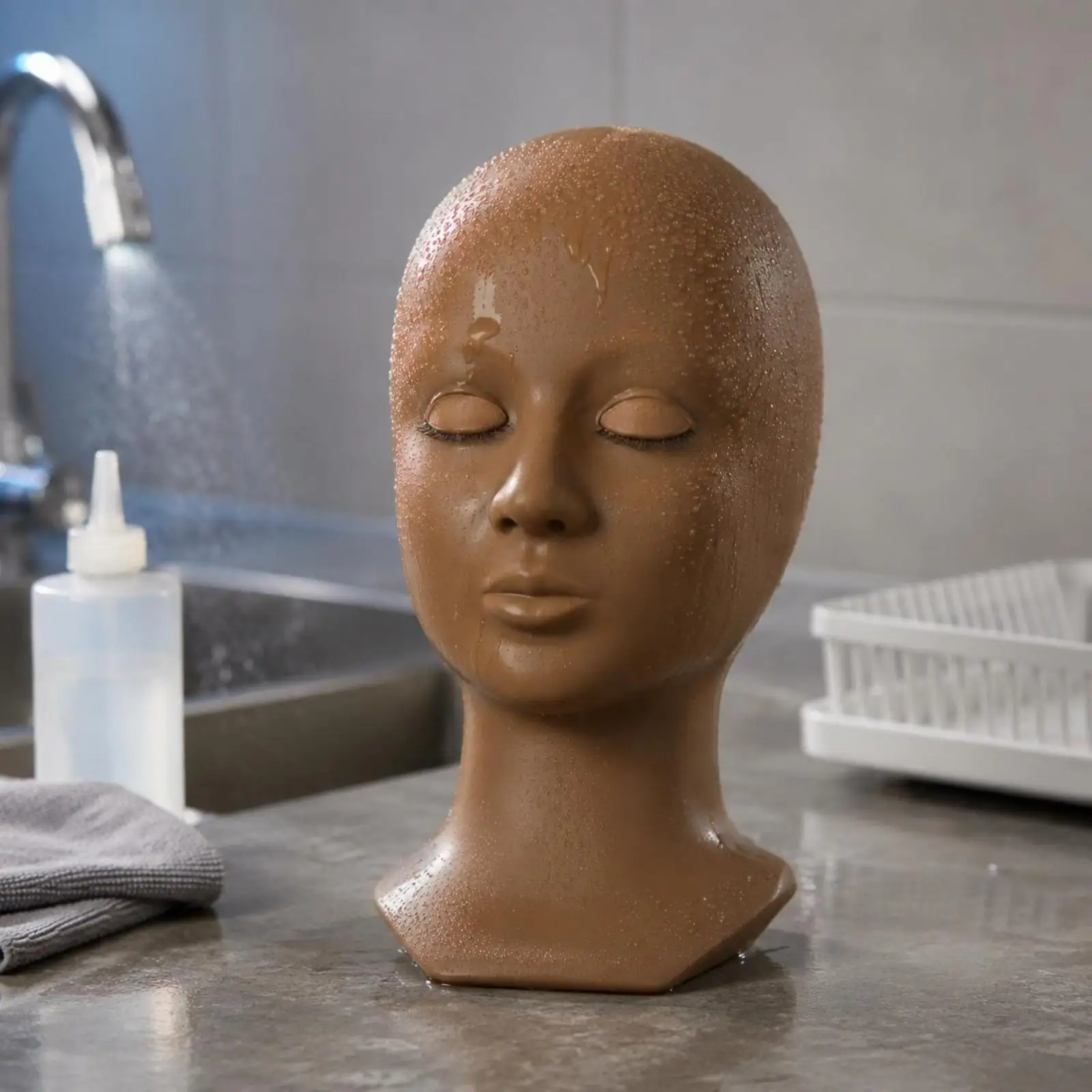 Eyelash Extension Practice Head Mannequin Reusable PVC Training Tool with Facial Form and Eyelids for Lash Artist Precision