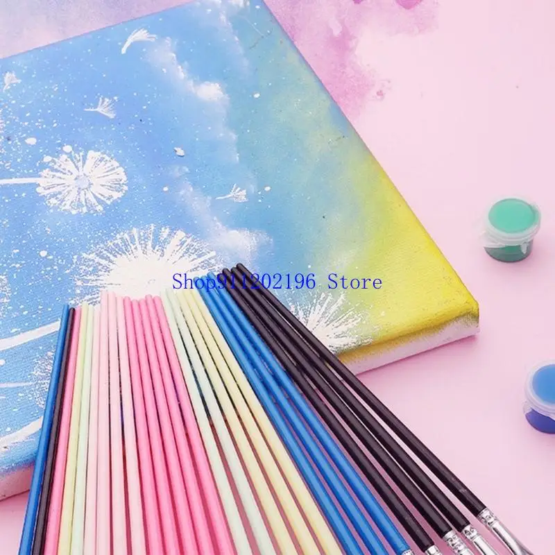 P82A Paint Brushes 10 Pieces Sets, Profession Paint Brush Hand Painted Nylon Hair Artist Acrylic Brush for Acrylic Art Paint