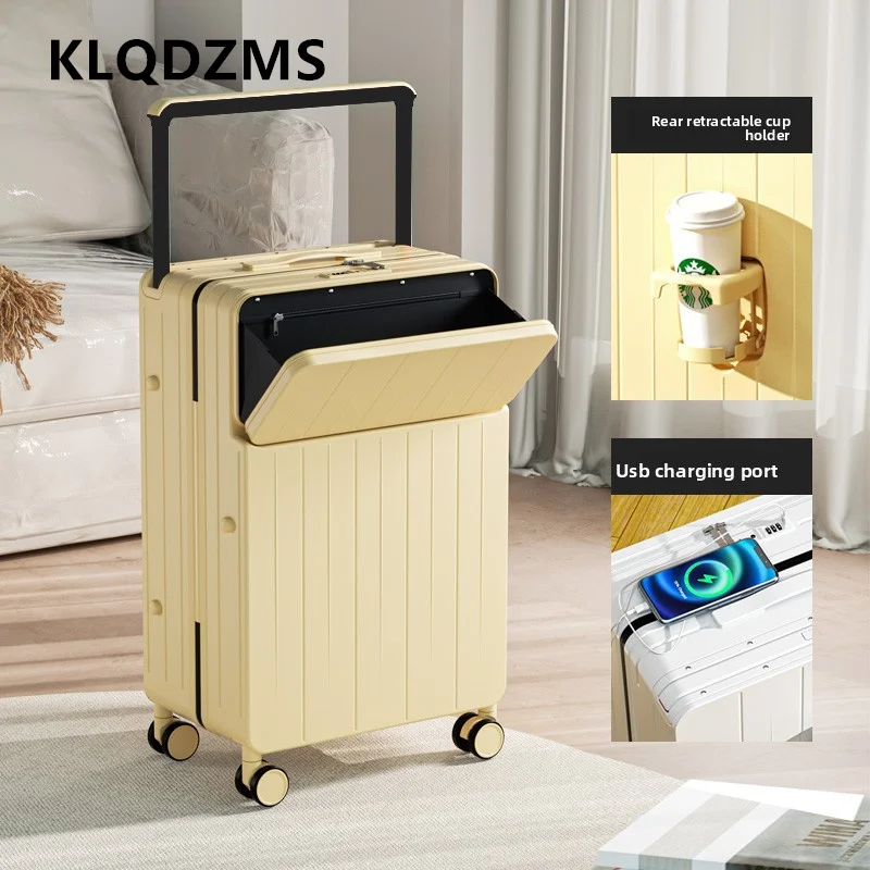 KLQDZMS الأمتعة حقيبة سفر الكمبيوتر حقيبة تروللي بعجلات الجبهة افتتاح الكمبيوتر المحمول الصعود حالة USB شحن متعددة الوظائف 20 "22" 24 "26 حقيبة