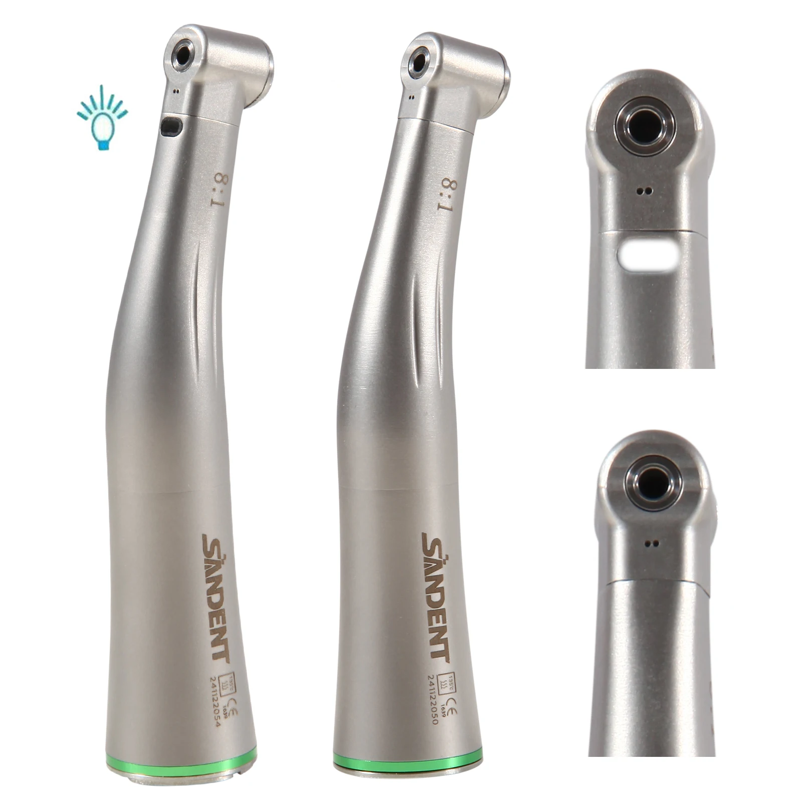 NSK Style Dental 8:1 Endo LED Fiber Optic/No-LED Contra Angle Endodontic Handpiece Mini Head Push Button