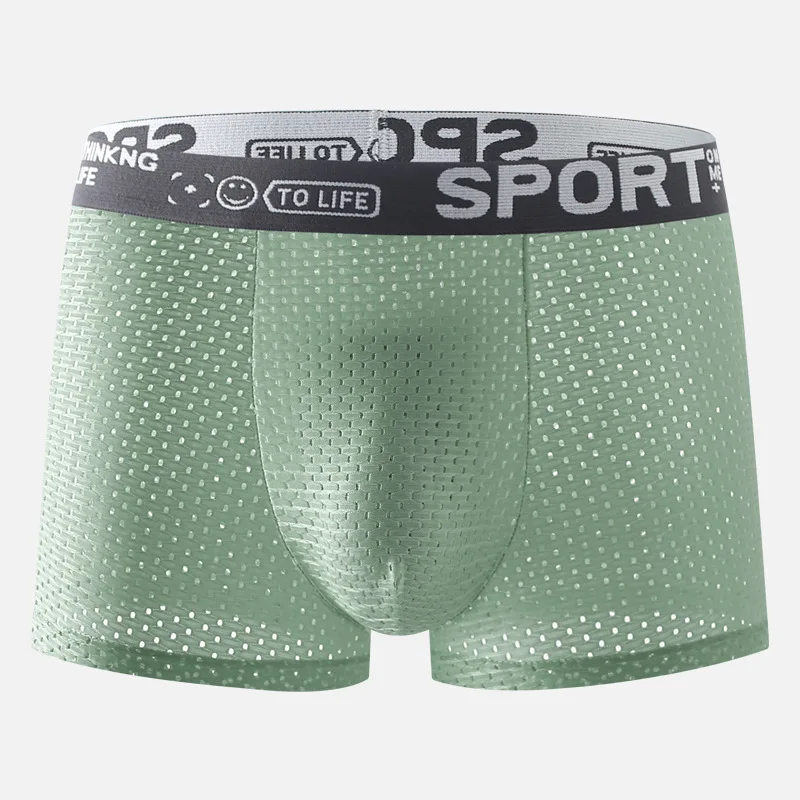 

Summer Underwear For Men Ice Silk Mesh Boxer Shorts Plus Size Seamless Panties Sports Boxer Briefs Breathable Underpants Man