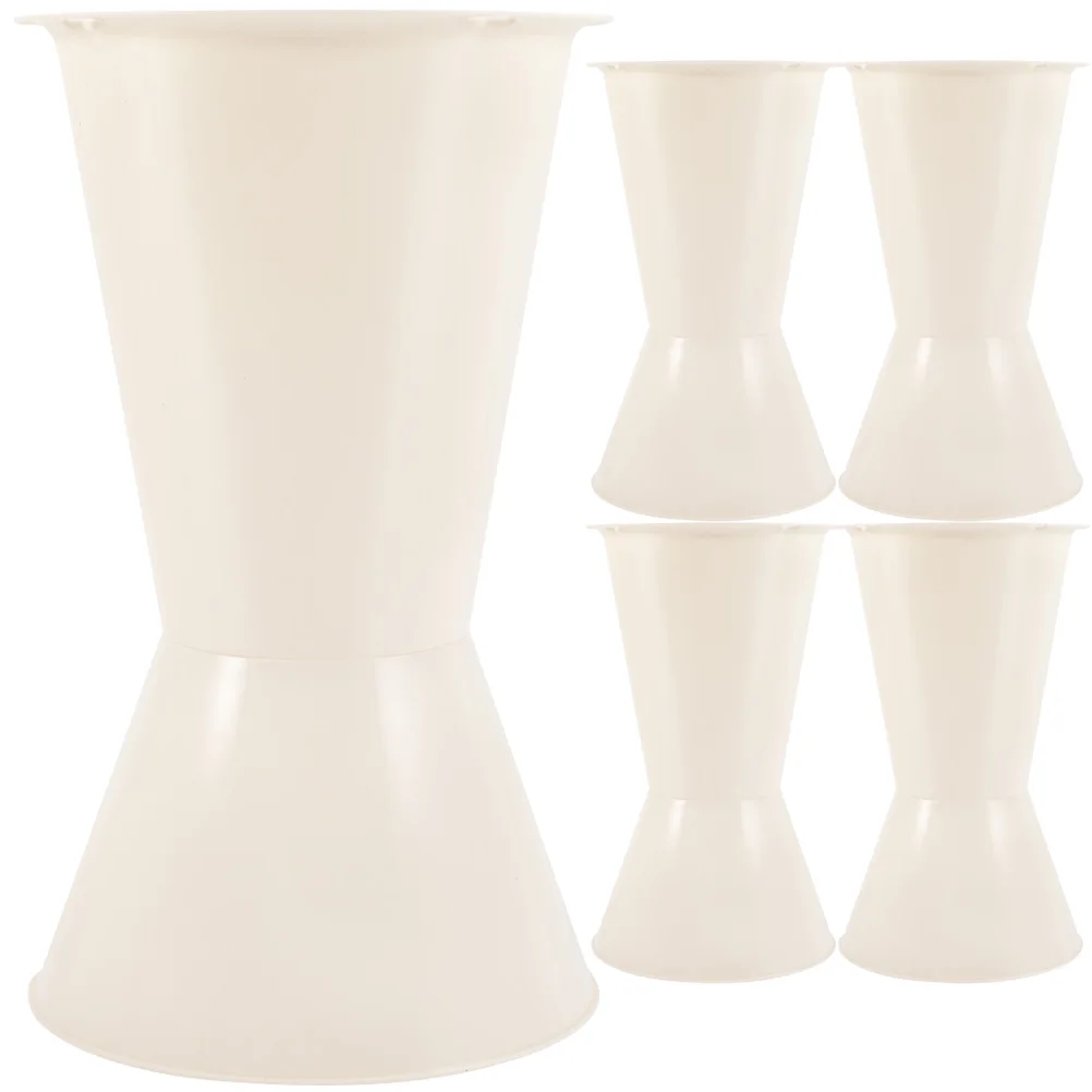 

5pcs 5 White Small Wedding Bouquet Holders Plastic Stable Flower Stand for Bridal Artificial Flowers Floral Base Supplies