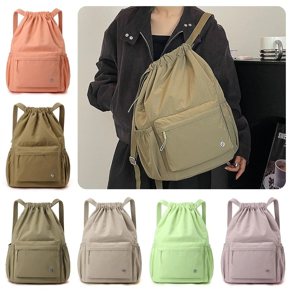 حقيبة ظهر رياضية ذات سعة كبيرة بلون سادة مقاومة للماء، حقيبة خفيفة الوزن برباط للإغلاق للاستخدام اليومي #4