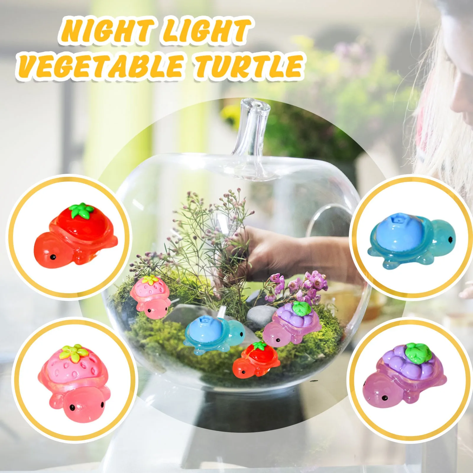 50pcs Cute Mini Luminous Turtle Ornaments Glowing In The Dark Miniatures Turtle Micro Landscape Kids Toys Home Decoration Gift