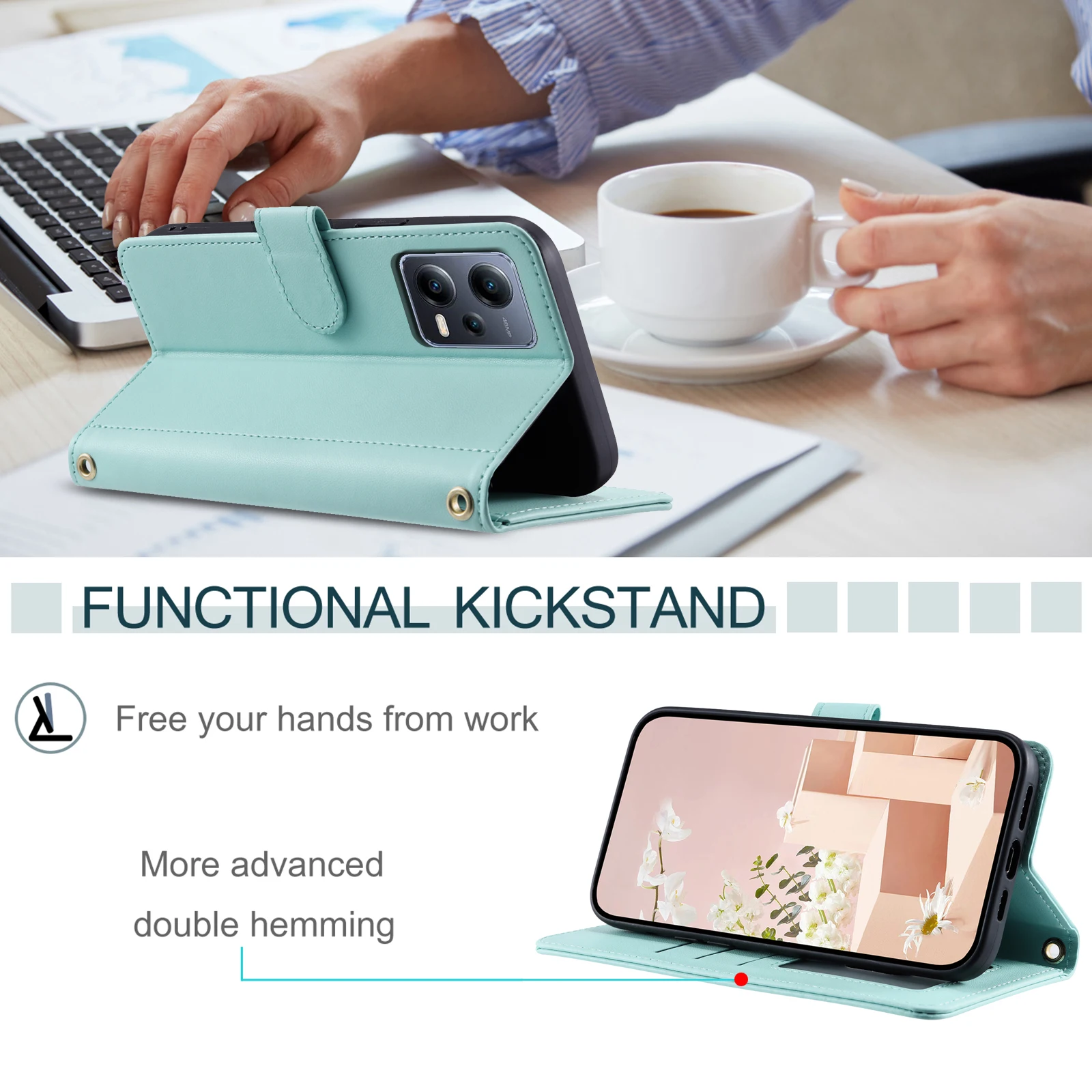 For Redmi Note 12 4G / Note 12 Pro Plus 5G Phone Case Crossbody Back Long Lanyard Silicone Protective Case Flip Leather Case