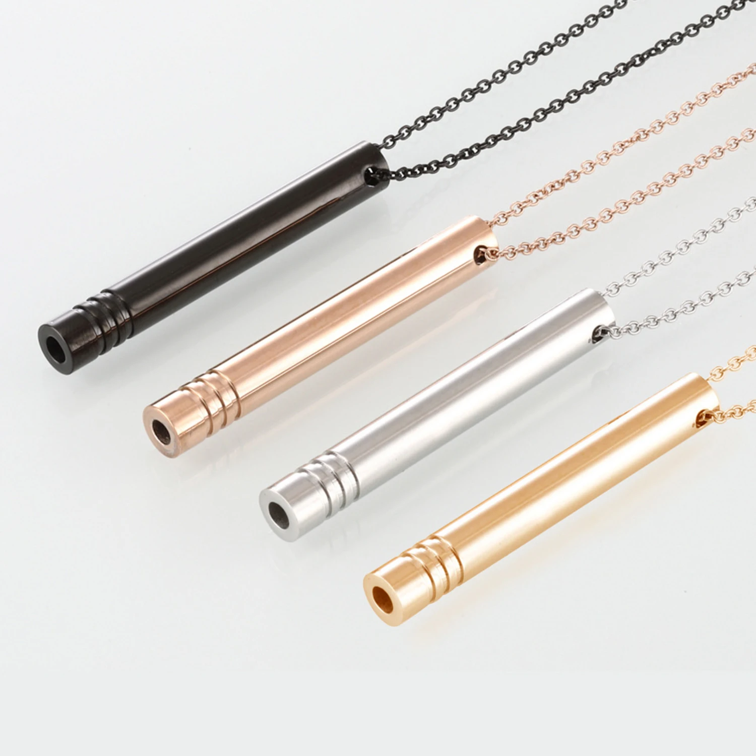 Meditation Stress Relief Stainless Steel Anxiety Breathing Necklace Mindfulness Whistle Pendant with Chain Yoga Ritual Jewelry