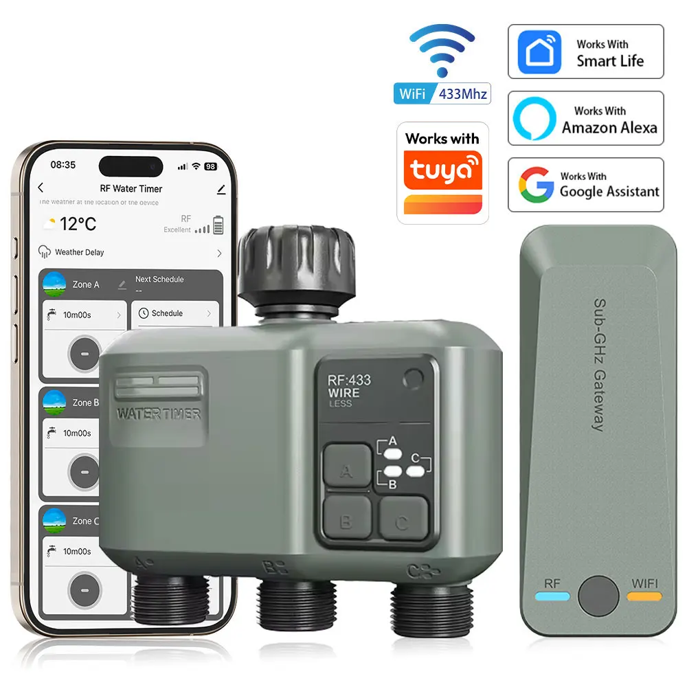 RF433 WIFI Automatic Water Timer Garden Digital Irrigation Machine Intelligent Sprinkler Used Outdoor to Save Water & Time for T