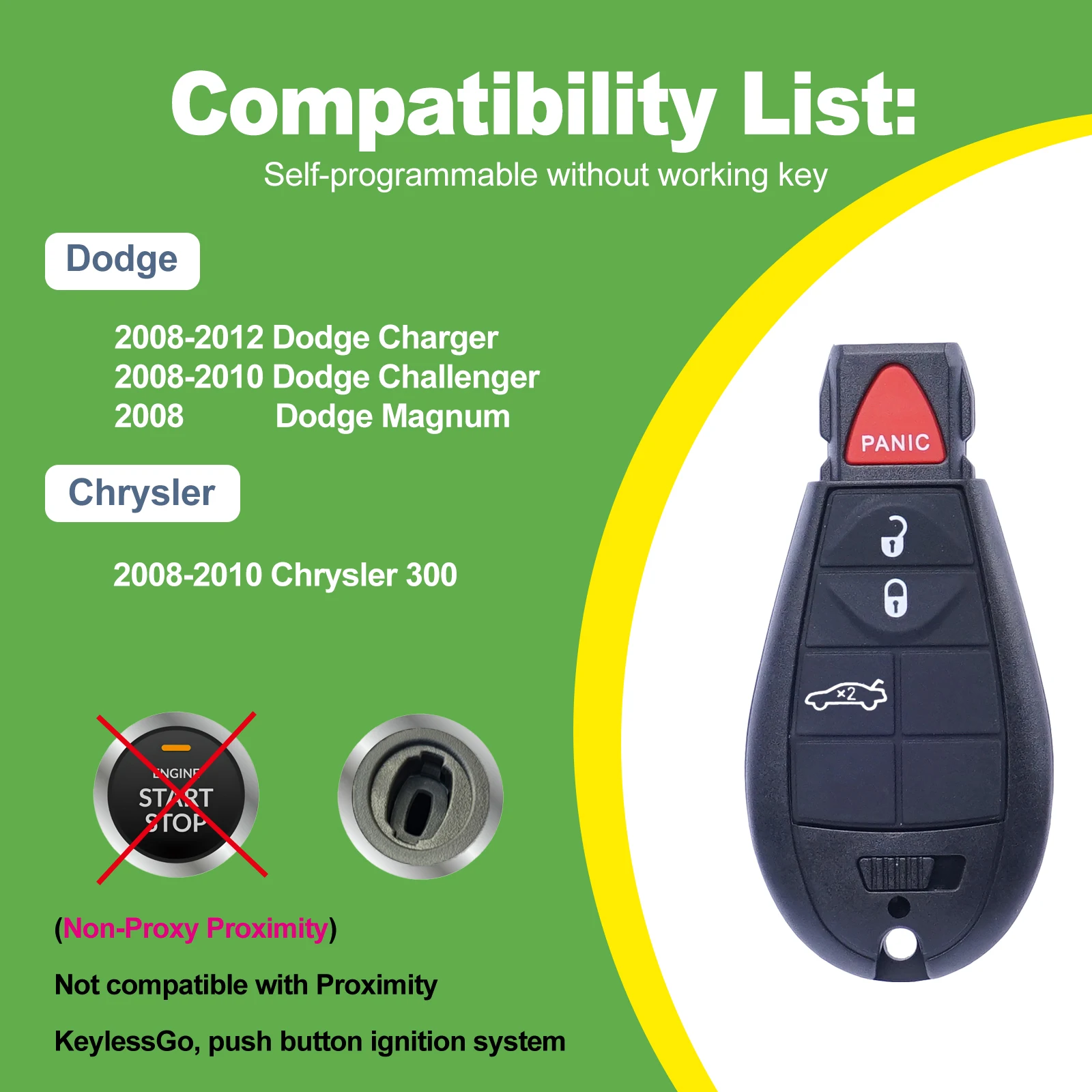 New Replacement Remote Key fob and Programmer For 2008-2010 Chrysler 300 Dodge Challenger programming key fob