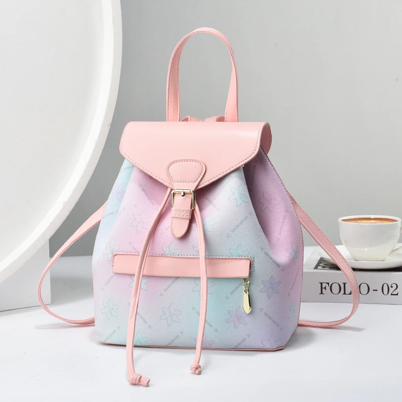 Small fresh gradient fashion printed ladies backpack, gentle and elegant temperament all go out multi-functional backpack