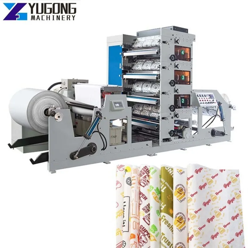 YUGONG 4 Color Paper Box Paper Bowl Paper Cup Flexo Printing and Die Cutting Machine Die Cutting Paper Wine Bag Making Machines