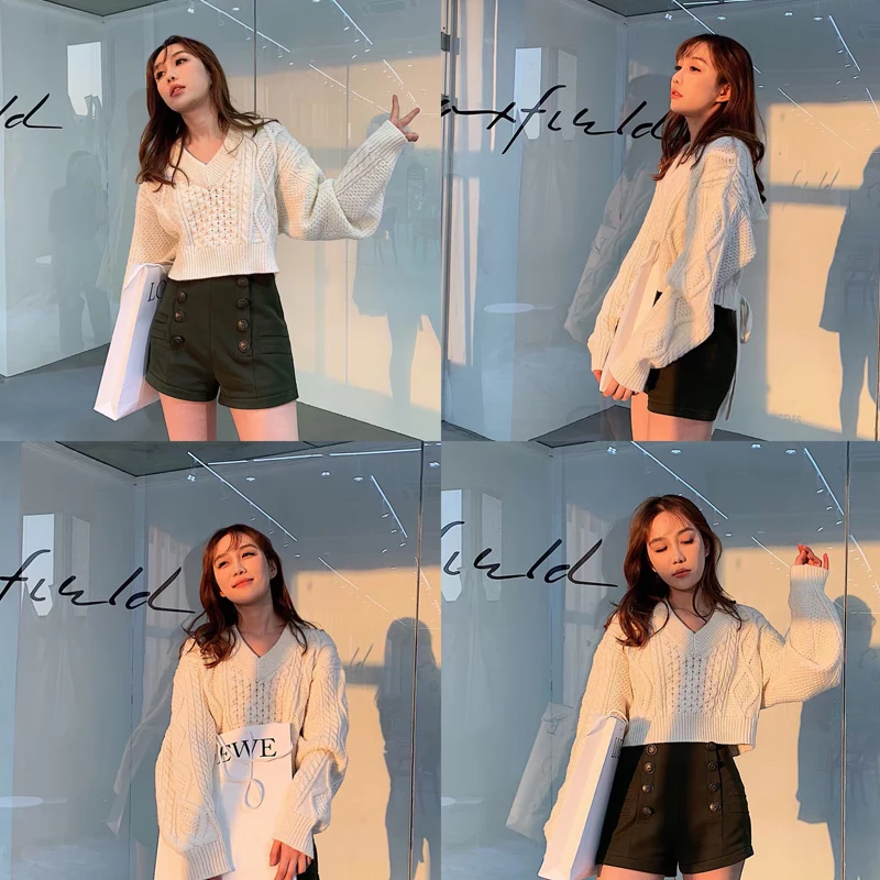 

Amor een Casual Women's orts Outerwear Versatile Autumn Winter Pants Straight Leg l Waist Button Detail Other Material